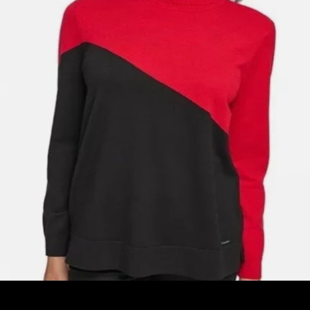 Calvin Klein Colorblock Turtleneck Sweater | Size Large